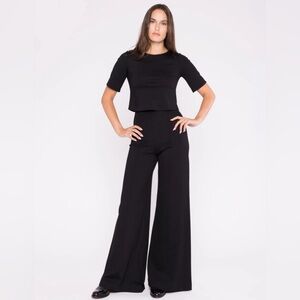 Ripley Rader / BLACK PONTE KNIT WIDE LEG PANT / size 2 / inseam 32